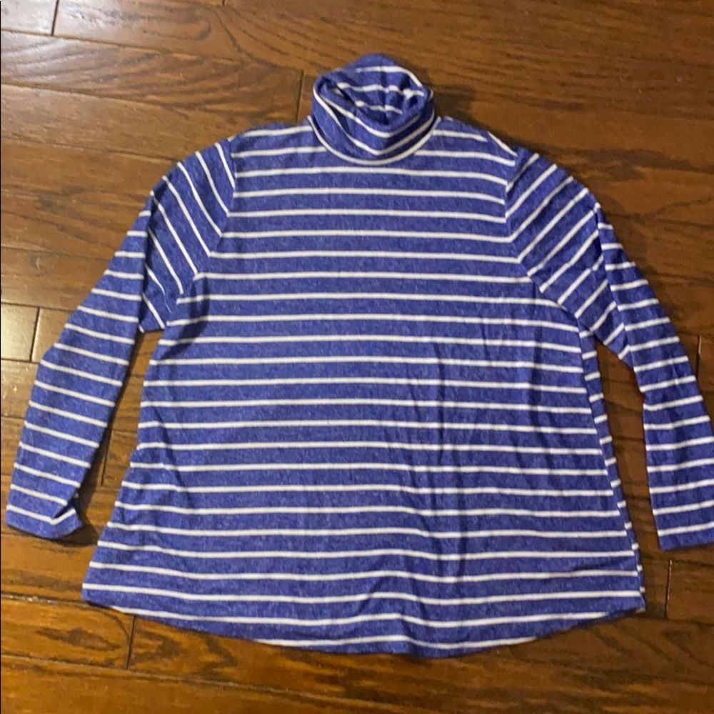 Lane Bryant blue striped turtleneck